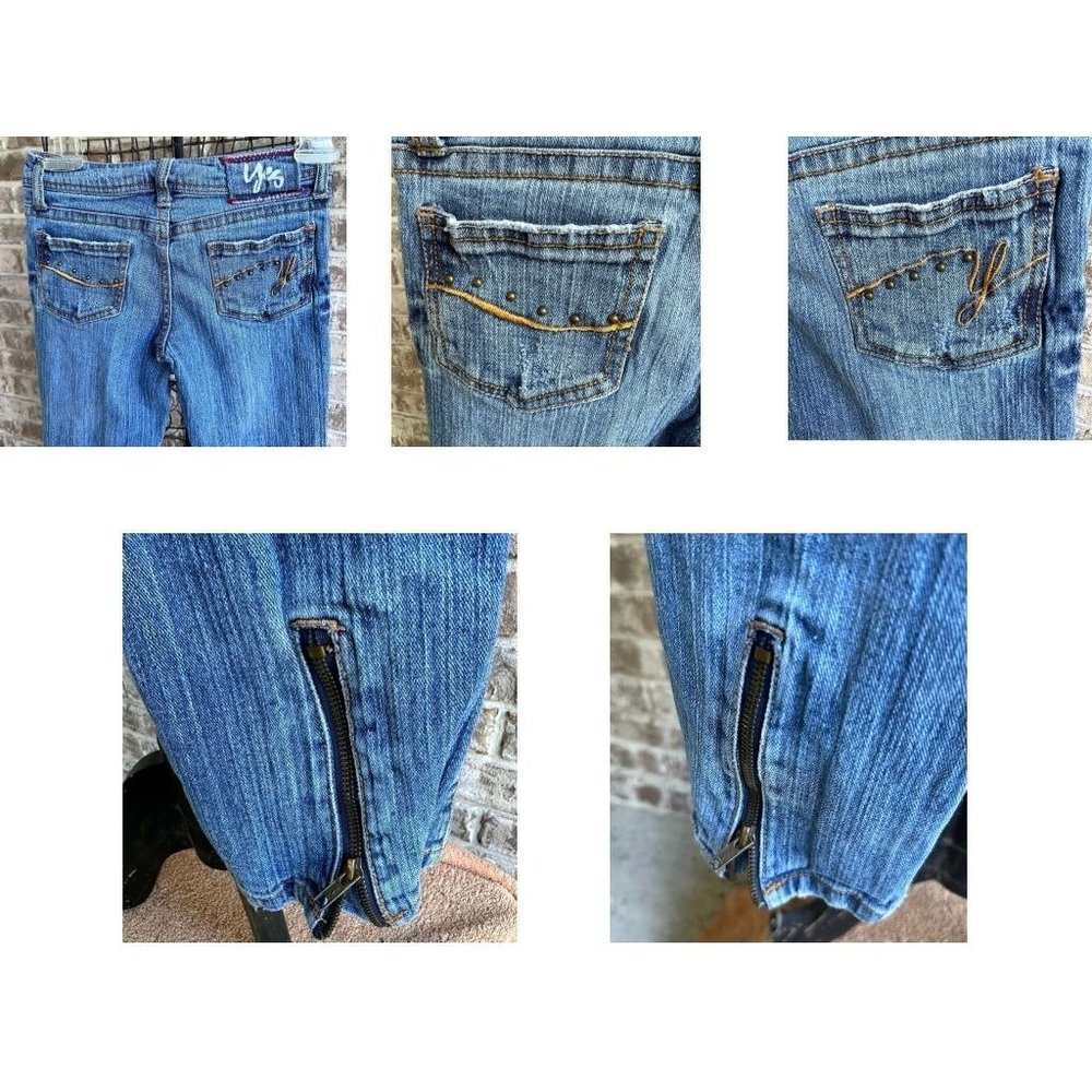 VTG 90's Yes Brand Jeans Girls 10 Blue 25 inches x 26" Studded Embroider… - Picture 8 of 12